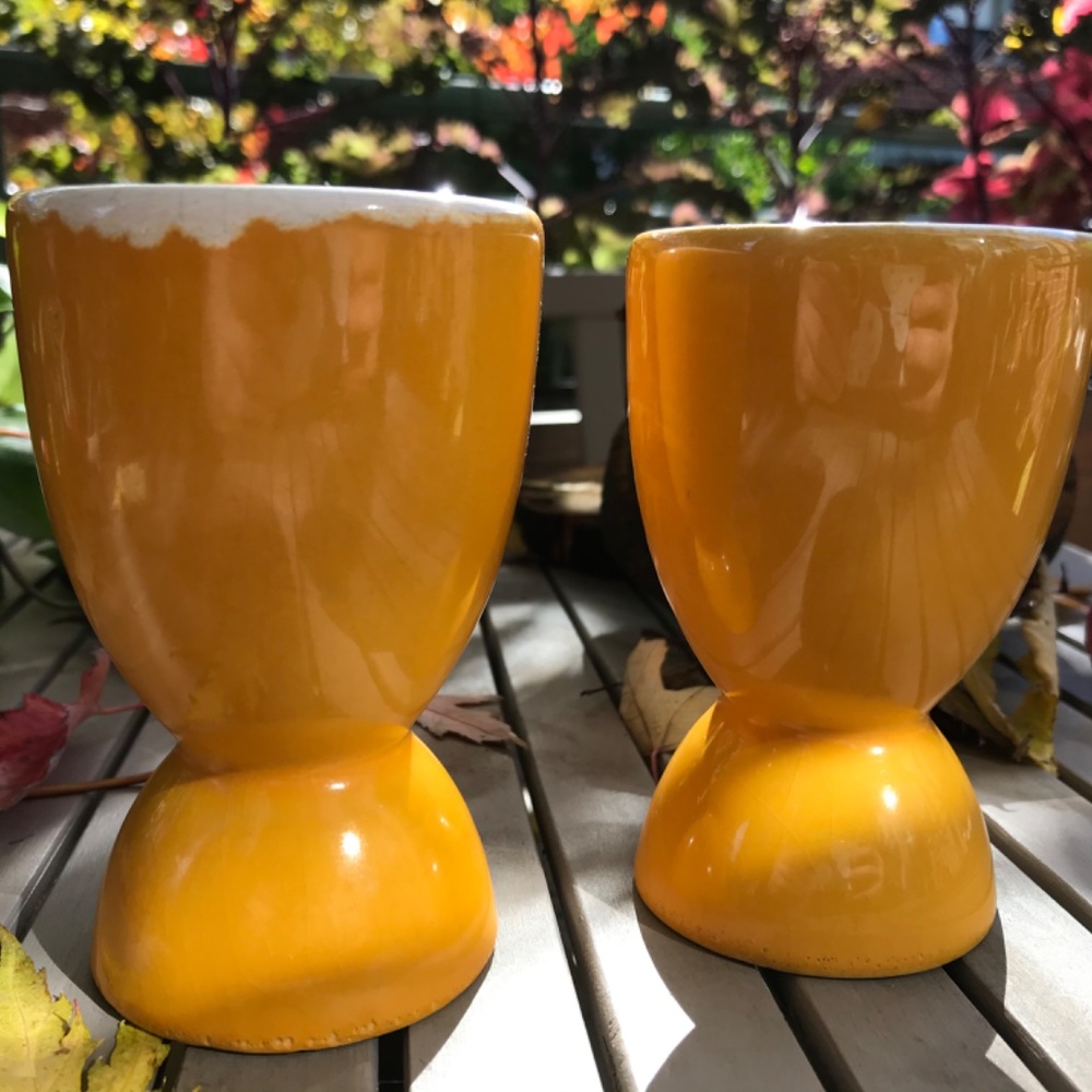 Vintage - Yellow ceramic « wine » glasses - Picture 6 of 7